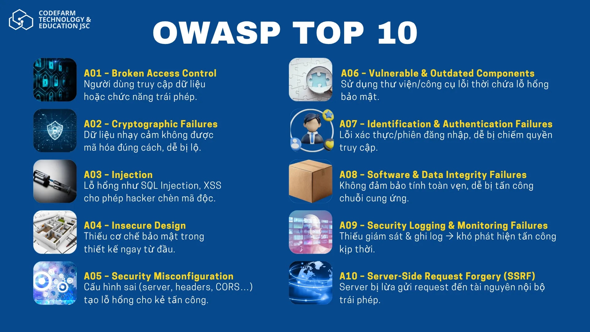 Biểu đồ OWASP Top 10 các lỗ hổng bảo mật phổ biến